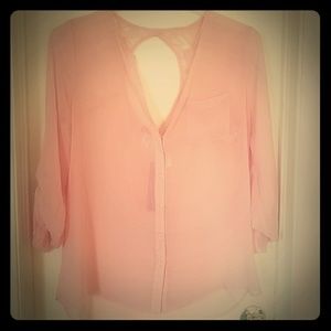 Pink button down blouse